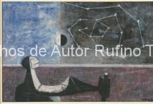 Derechos-de-Autor-Rufino-Tamayo-Oleo-1950-Hombre frente al infinito