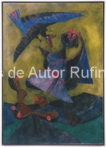 Derechos-de-Autor-Rufino-Tamayo-Oleo-1947-Niña atacada por un pájaros extraño