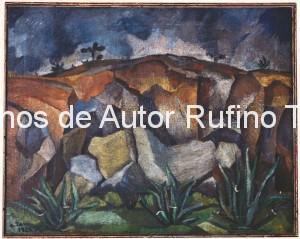 Derechos-de-Autor-Rufino-Tamayo-Oleo-1925-Paisaje con rocas