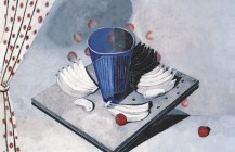 Naturaleza muerta en blanco con vaso azul, 1940